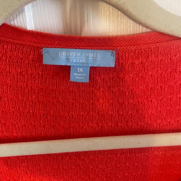 DRAPER JAMES Coral Gold Buttons Stitch Cardigan 1X *missing last button* - Picture 3 of 14